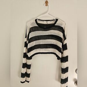 WEGO Black and White Mesh Sweater